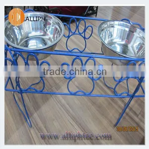Wrought Iron Products Metal Blue Dog Feeder Pet Bowl thumbnail-2