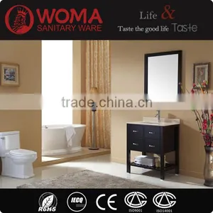 Modern Classic Design Bathroom Furniture Single Basin Cabinet Oak Wood Wash Basin Vanity No.3201A thumbnail-1