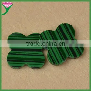 Hot Products Double Flat Polished Four Leave Clover Rough Synthetic Green Malachite Stone for Sale thumbnail-2