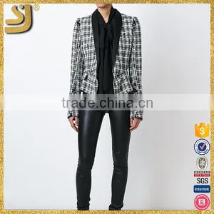 Spring Autumn 2016 Women American Style Plaid Blazers Lady Formal Outwear Coats Slim Fit Jacket Quality Choice thumbnail-6