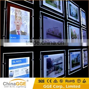 Hanging Type Illuminated Real Estate Agent Window Display LED Cable Wire Display A4 Acrylic Light Box Display Quality Choice thumbnail-1