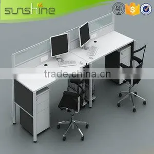 Modern Elegant Office Workstation Design 2 Seats Office Cubicles Aluminum Frame Panel and Frosted Glass Partition thumbnail-5
