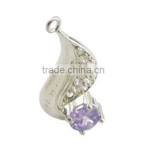 Lady Fashion 925 Sterling Silver Pendant With Amethyst Crystal SP001 thumbnail-1