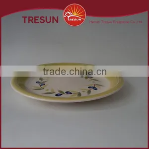 Hot Selling Red Strip Ceramic Handpainted Round Plate thumbnail-4