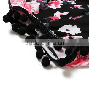 Newborn Baby Girls Cotton Clothing Black Printing Flower Baby Rompers Boutique Rompers for Toddler thumbnail-5