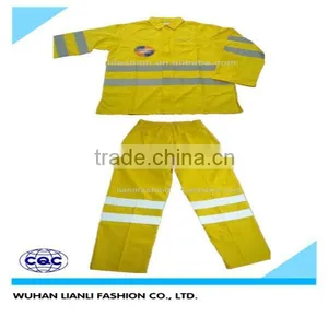 Yellow Breathable 100% Cotton Sepatated Coveralls With Reflective Safety Tapes thumbnail-1