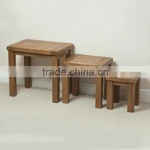 Solid Oak Wooden Nesting Tables thumbnail-4