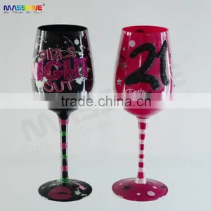 Wine Glass With Colour Decoration Girl Series thumbnail-2