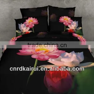 Pretty 3D Flowers With Dark Background Colors Printed Bedding Set thumbnail-1