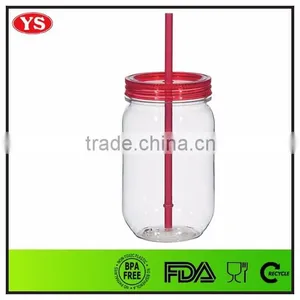25 oz Single Wall Plastic Acrylic Jars With Straw and Lid thumbnail-5
