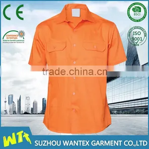 Wholesale Hot Safety Shirt 100% Cotton Short Sleeves Safety Reflective Working Men Shirts thumbnail-1