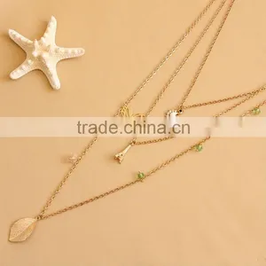 MYLOVE Fashion Gold Plated Necklace Cute Butterfly Leaf Pendant Long Polo Chain Sweater Necklace HOT MLSC-17 thumbnail-6