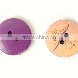 Fancy High Quality 2 Holes Roseo Painted Wooden Buttons With Figure Engraved On thumbnail-1