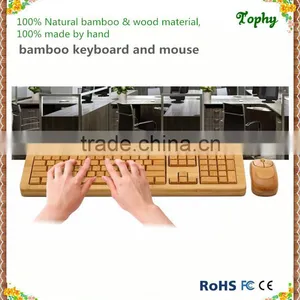 Factory Supply 100% Bamboo Handcrafted Keyboard and Mouse Combo, Wired and Wireless Style Both Available thumbnail-1