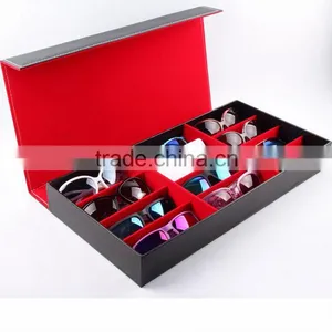 Chinese Factories Wholesale Custom 12 Slot Glasses Box, Leather Black Beautiful Display Box thumbnail-2