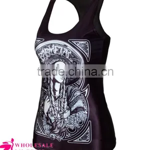 Black Stringer Tank Top Chic Womens Skeleton Beauty Rose 3D Printed Tank Top BX148 thumbnail-3