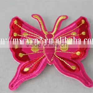 Fancy Design 7*8cm Cotton Embrodidery Trim Patch in Pink Butterfly Design for Garment thumbnail-3