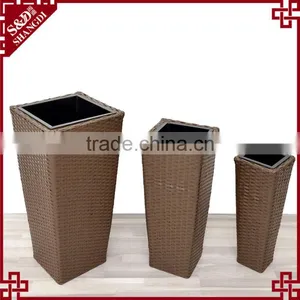 Outdoor Garden Patio Decor Plastic Rattan Plant Pots Tall Large Planters thumbnail-2