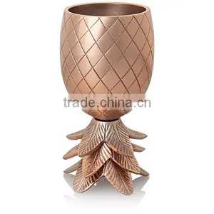 Rose Gold Copper Drinking Cocktail Pineapple Mug, Pineapple Mug Silver Shiny Color, Gold Brass Pineapple 2pc Mug thumbnail-5