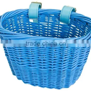 FRONT BICYCLE BIKE BASKET MINI WILLOW WICKER BASKET BLUE thumbnail-1