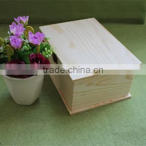 Chinese Stabilized Plain Wood Keepsake Box Wood Hope Chest Wooden Storage Memories Box With Book Shape thumbnail-6