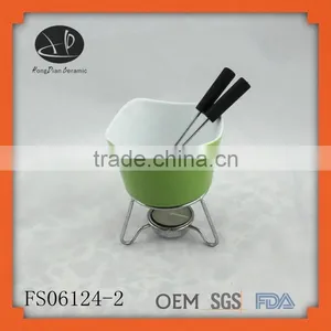 Porcelain,stonware Material and Fondue Set Dessert Tools Type Chocolate Warmer Mini Fondue Cup With Forks,fondue Set thumbnail-1