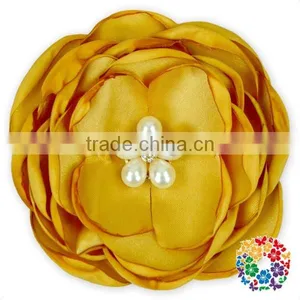 Ivory Pearls Center Satin Ribbon Handmade Flowers thumbnail-5