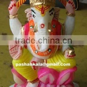 Alabaster Marble Ganesha Colored Statue thumbnail-1