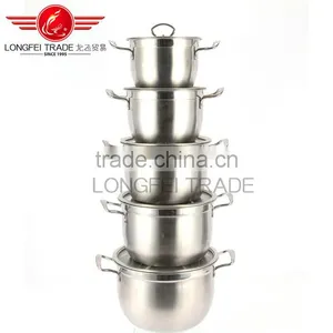 Longfei Stainless Steel Handle Hign Pot/ Stock Pot/ Soup Pot With Glass Lid thumbnail-1
