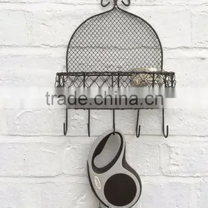 Vintage Rustic Wire Wall Shelf Unit Storage Basket for Kitchen Bathroom Chic thumbnail-1