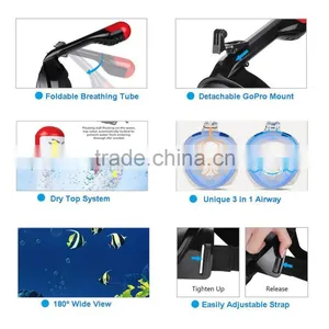 Full Face Snorkel Mask - Easybreath Snorkeling Mask Surface Scuba Diving Goggles Swimming Kit - 180 View Anti Fog - Detachable thumbnail-2