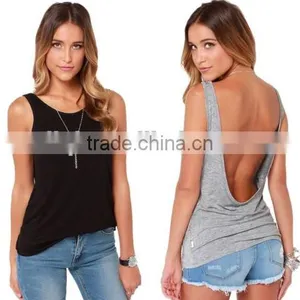 Fashion Women Summer Backless Vest Blouse Casual Sleeveless Tank Top T-Shirt thumbnail-4