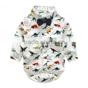 Wholesale Baby Boys Clothes Bow Tie Dinosaur Shirt Jumpsuit Kids Rompers thumbnail-1