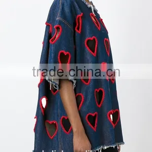 100% Cotton Lady Denim Fashionable T-shirt Cutting Patterns thumbnail-2