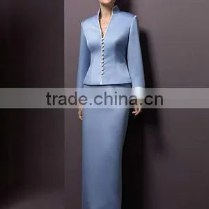 Blue Long Sleeve Jacket Woman Business Suit thumbnail-1