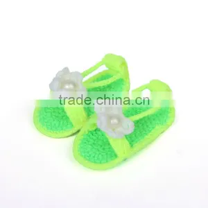 Elegant Nice Design Hot Sales Girl Free Knitting Floral Pattern Sandal Crochet Baby Shoes thumbnail-2