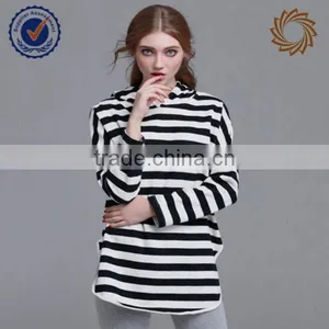 Longline Curve Hem Striped Cute Hoodies for Women thumbnail-1