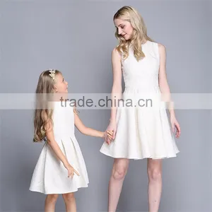High-Grade Sleeveless Mother Daughter Matching Dress White Family Matching Clothing thumbnail-6