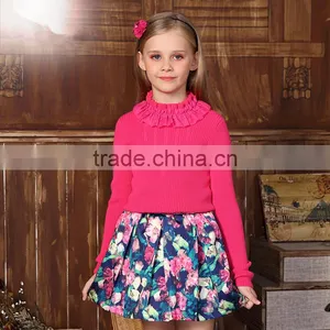S32502W New Fashion Design Baby Clothing Girl Sweater Cotton Knitted With Floral Sweaters thumbnail-1