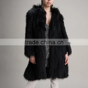 Myfur Wholesale Black Winter Warm Raccoon Fur Hood Knitted Fur Jacket For Women thumbnail-1