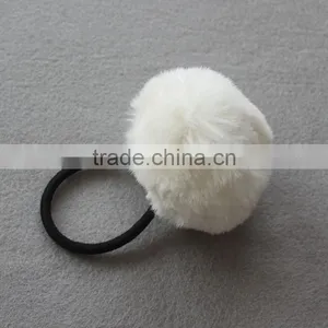 Myfur Cute Small White Color Real Rex Rabbit Fur Pom Pom Wholesale Ladies Hair Band thumbnail-1
