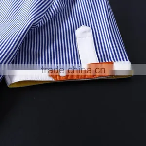 Latest Button Downs Stripe Short Sleeves Summer Cotton Men Shirts thumbnail-3