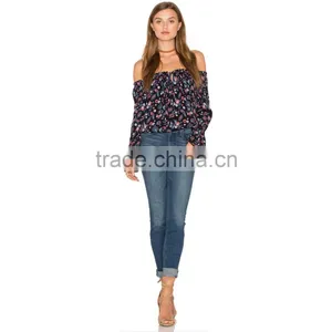 Ladies Elegant Silk New Blouse Models in Off Shoulder Style thumbnail-4