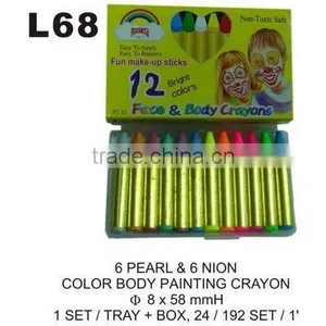 L68 6 PEARL & 6 NEON COLOR BODY PAINTING CRAYONS thumbnail-1