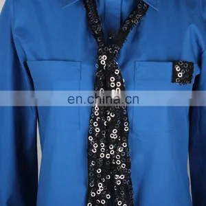 Spread Collar Fashion Style Women Long Shirts With Sequins Tie thumbnail-3