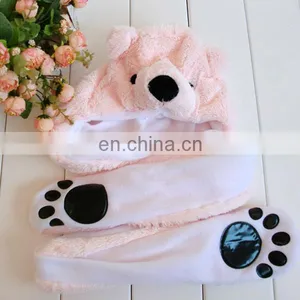 Wholesale Animal Plush Hats With Mittens Boy Girl Children Kids Plush Animals Hats With Paws thumbnail-1