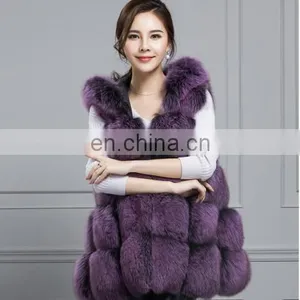 Russian Style Fox Fur Vest With Hat Real Fox Fur Gilet For Women thumbnail-2
