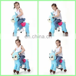 New Arrival!!!HI CE Cute Blue Color Mechnical Ride on Horse for Kids,brown Walking Ride on Cars on Wheels thumbnail-1