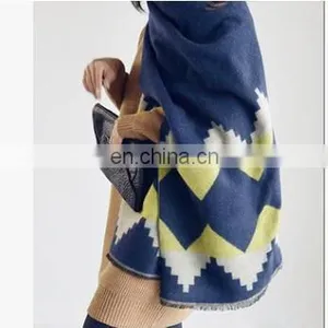 Summer Famale Color Geometric Scarf Air Conditioning Large Shawl Bohemia Cashmere Scarf thumbnail-2