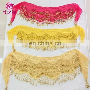 Latest Design Cheap Chiffon Bead and Bell Factory Belly Dance Hip Scarf Y-2056 thumbnail-4